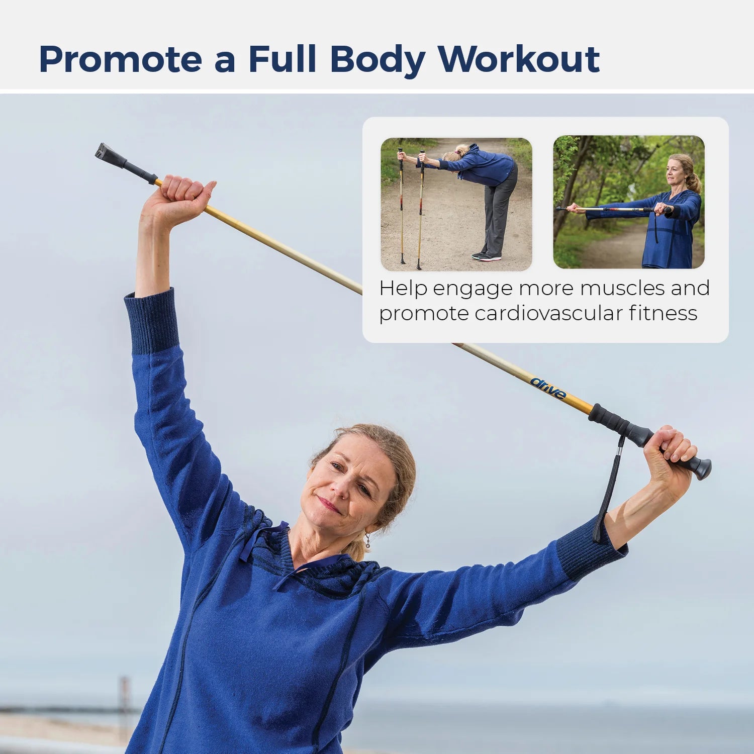 Drive Medical Summit Walking Poles – Adjustable All-Terrain Hiking & Walking Sticks