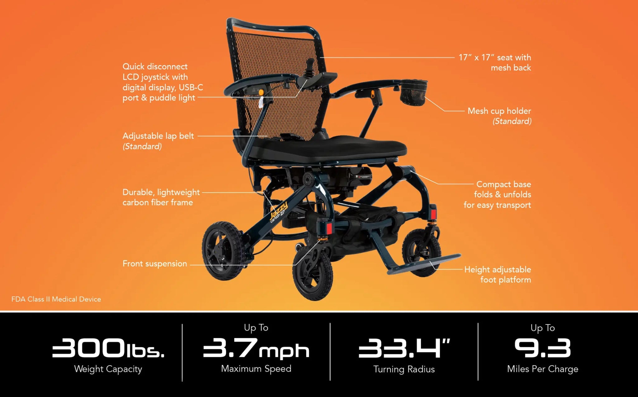 Jazzy® Carbon 27 Power Chair - Ultra - lightweight Power Wheelchair - Medical Department Store