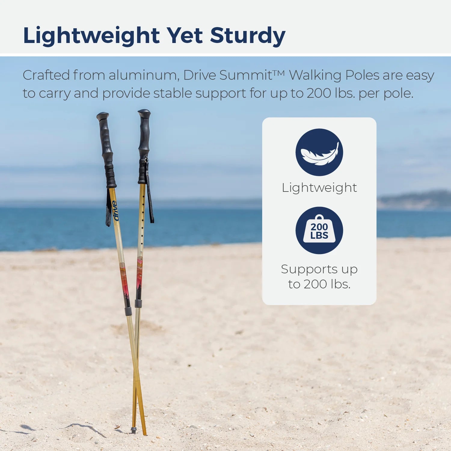 Drive Medical Summit Walking Poles – Adjustable All-Terrain Hiking & Walking Sticks