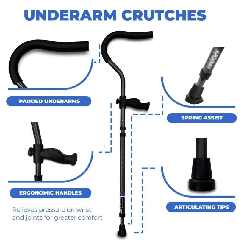 Millennial Medical In-Motion Pro Crutches – Spring Assist Ergonomic Underarm Crutches