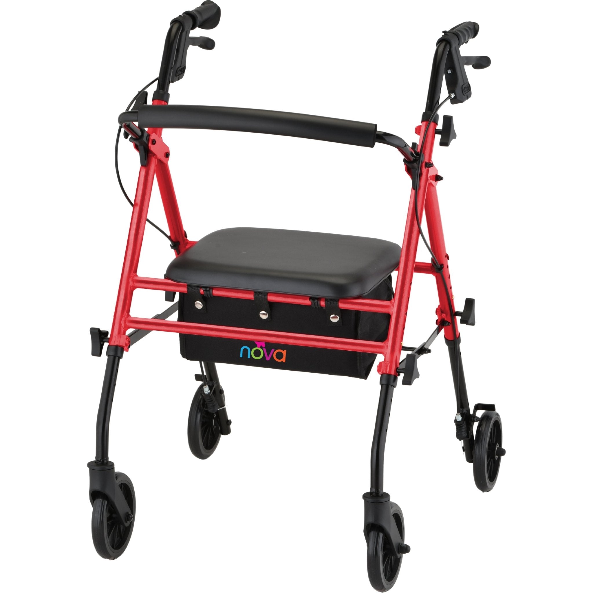 NOVA Breeze Rolling Walker – Lightweight Steel Rollator with Padded Seat - Medical Department Store