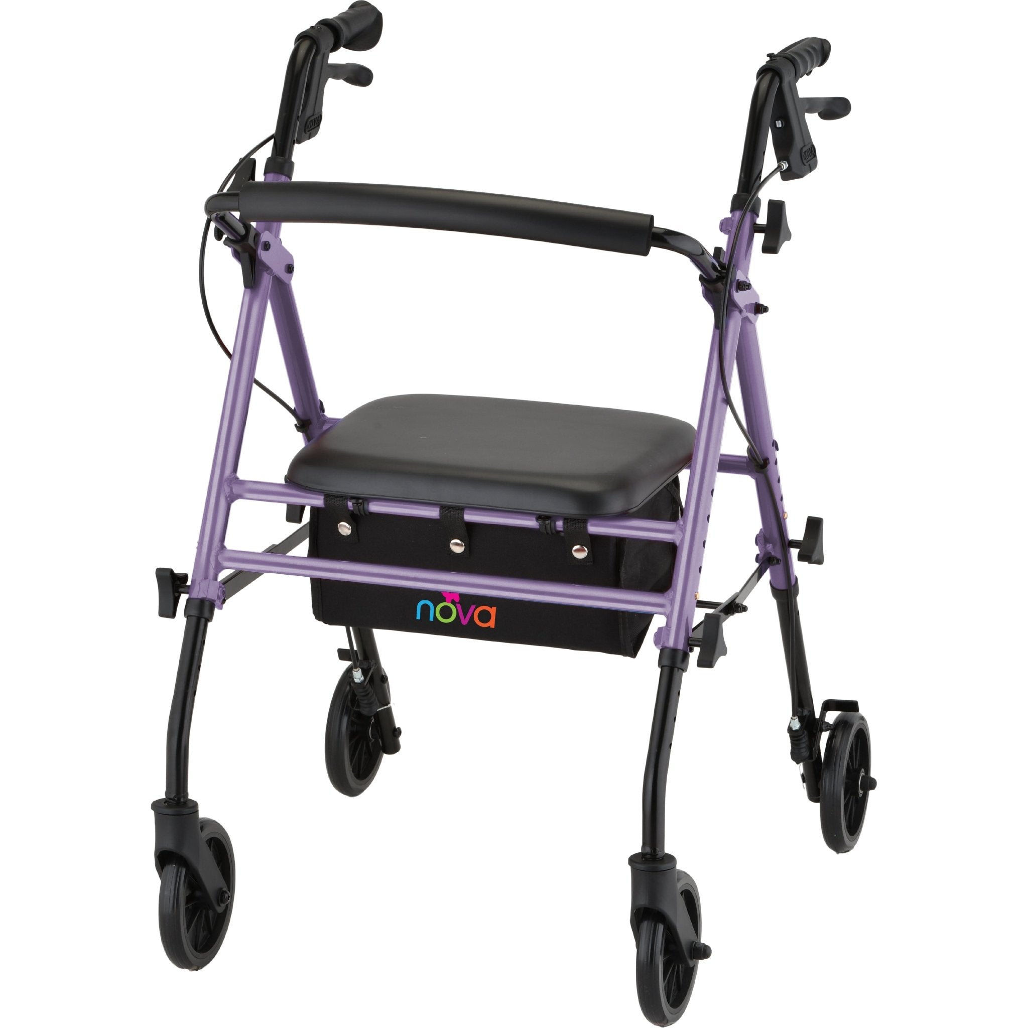 NOVA Breeze Rolling Walker – Lightweight Steel Rollator with Padded Seat - Medical Department Store