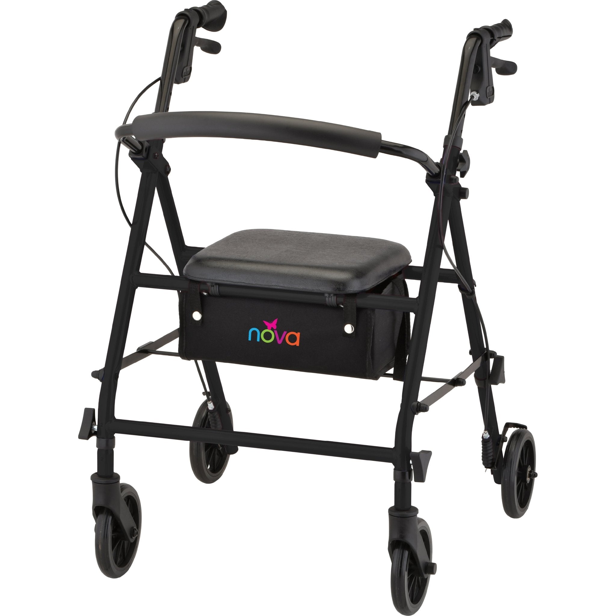 NOVA Breeze Rolling Walker – Lightweight Steel Rollator with Padded Seat - Medical Department Store
