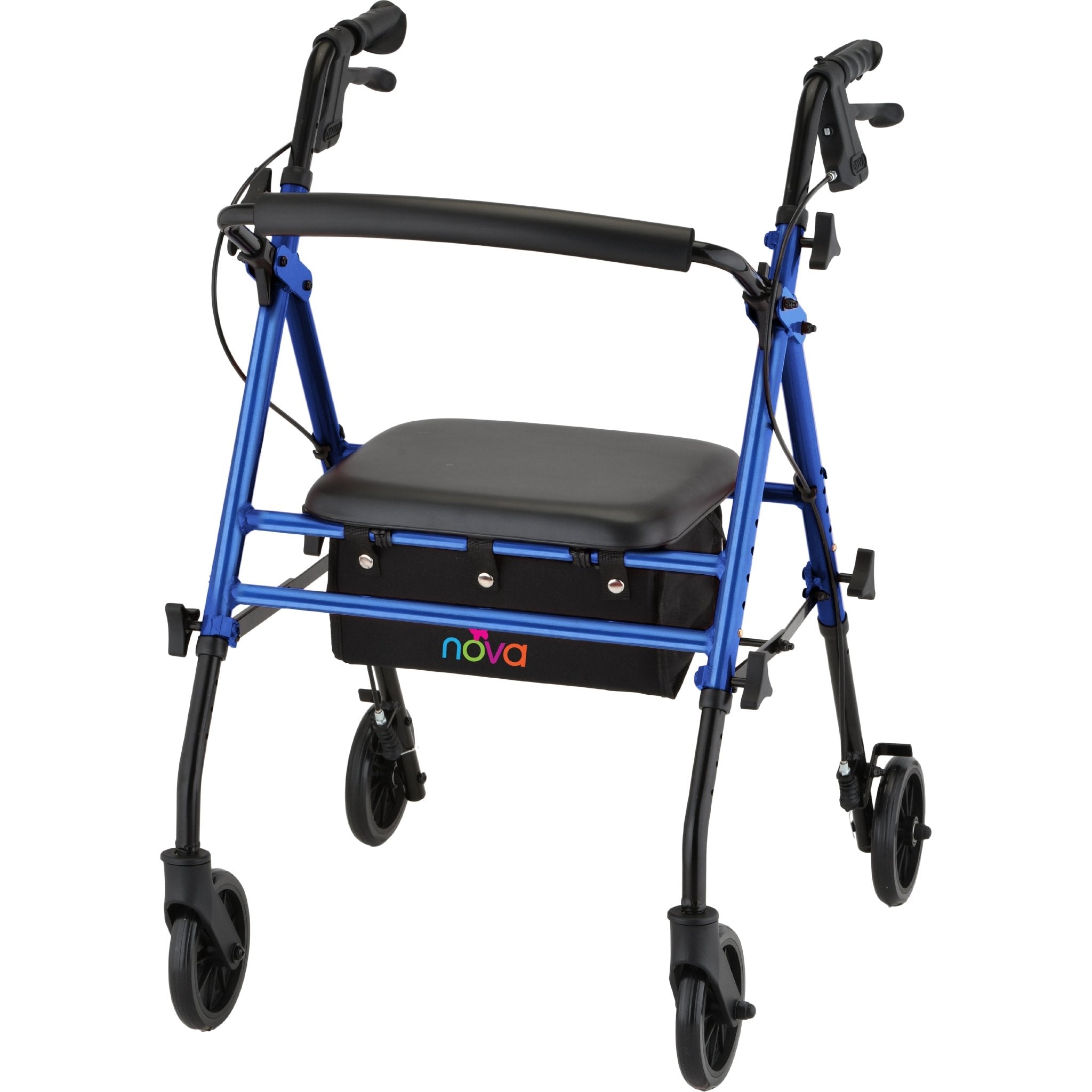 NOVA Breeze Rolling Walker – Lightweight Steel Rollator with Padded Seat - Medical Department Store