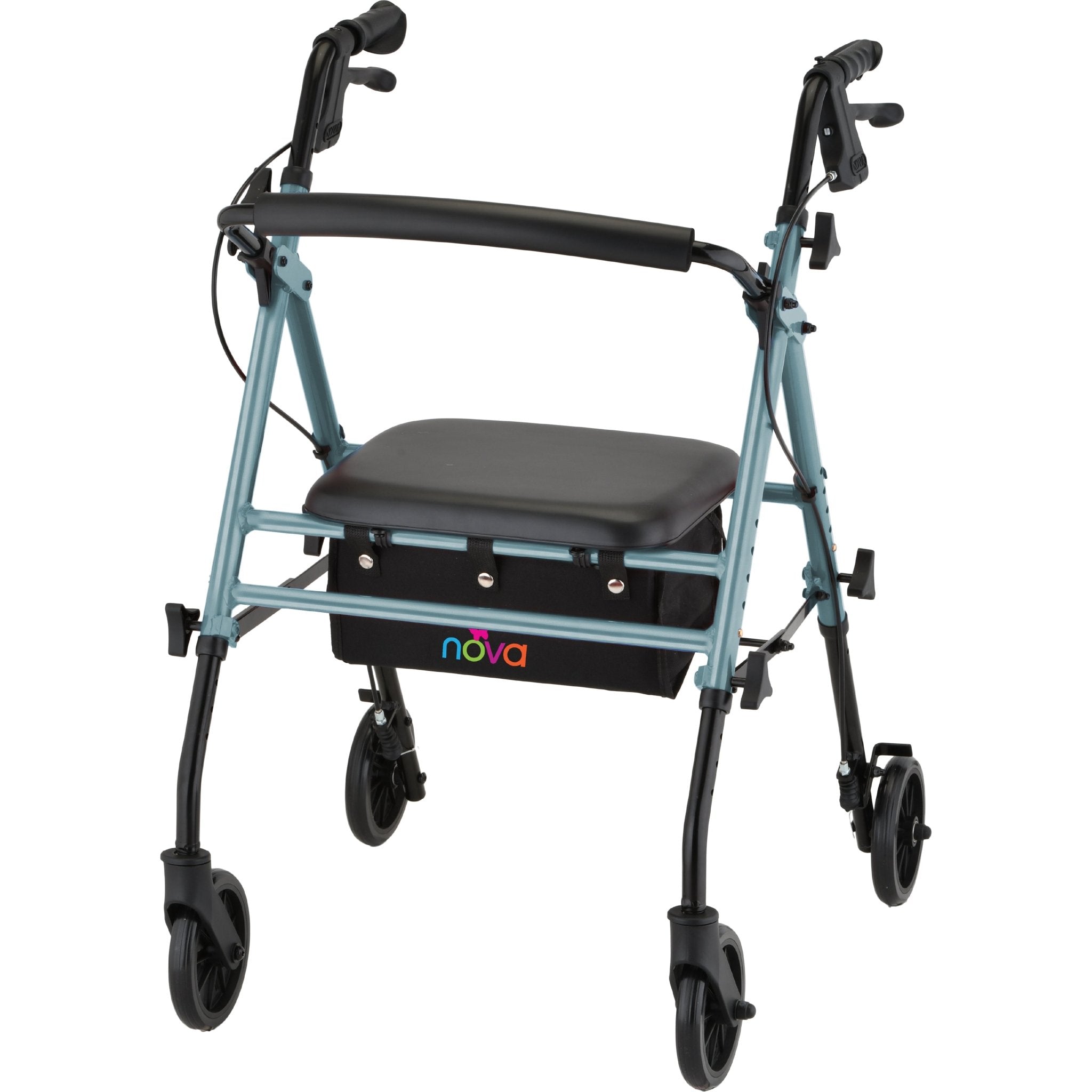 NOVA Breeze Rolling Walker – Lightweight Steel Rollator with Padded Seat - Medical Department Store
