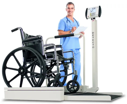 Detecto 6495 Digital Stationary Wheelchair Scale – 800 lb Capacity with Ramp