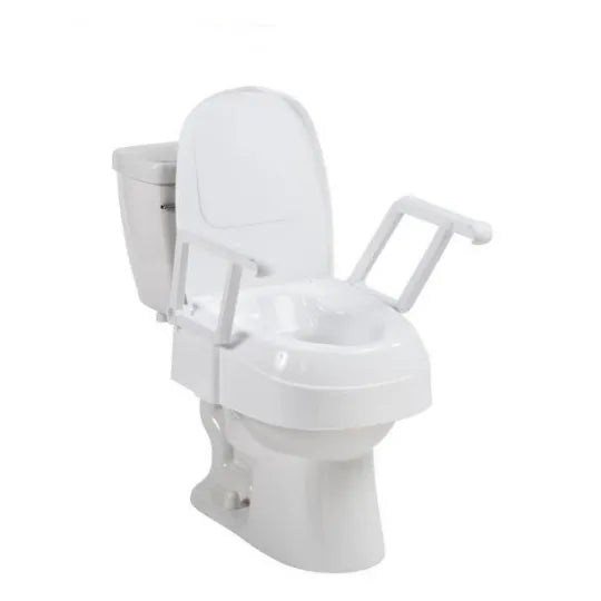 Drive Medical PreserveTech Adjustable Height Raised Toilet Seat with Pivoting Armrests