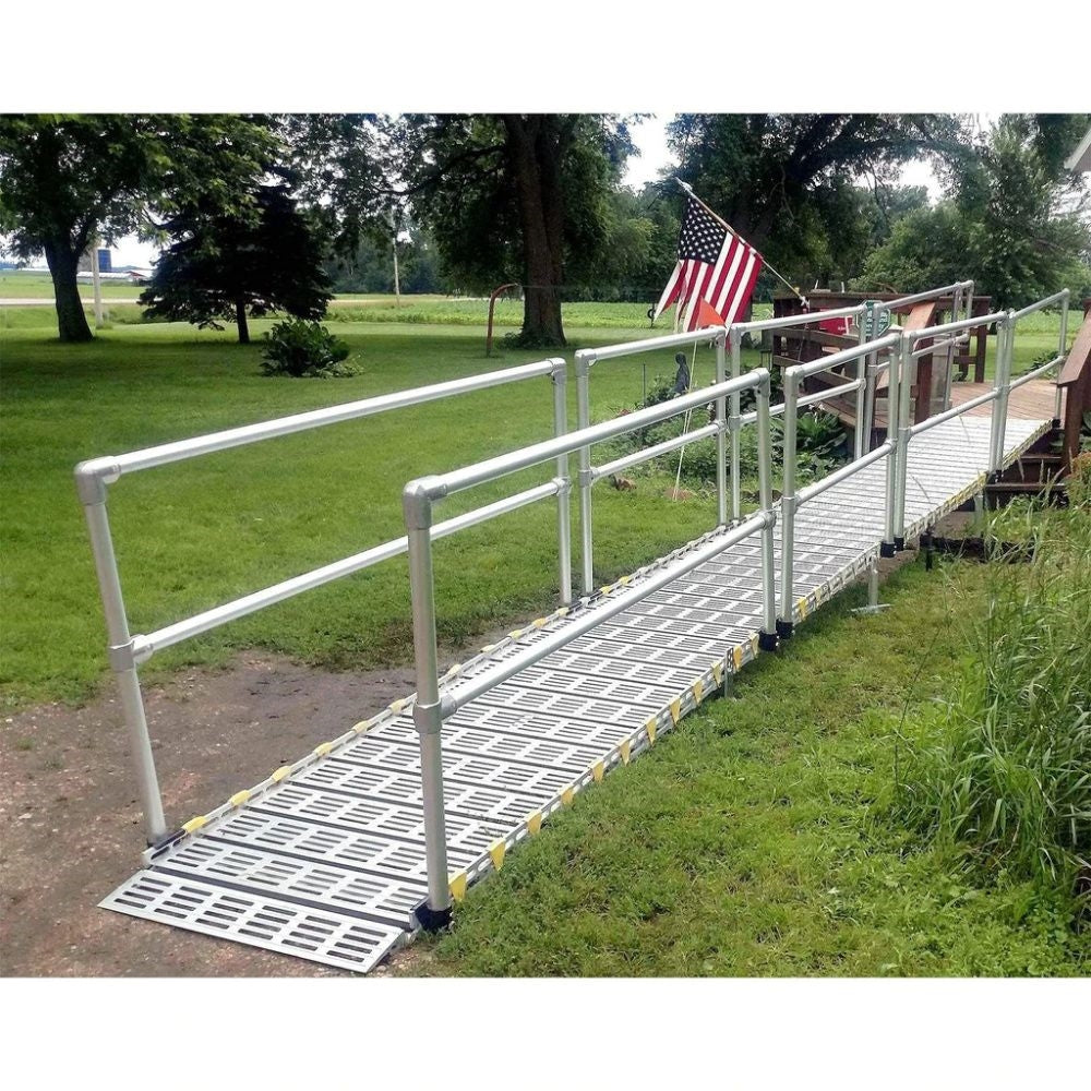 Roll-A-Ramp 36-Inch Aluminum Modular Ramp With Loop End Handrail On Both Sides