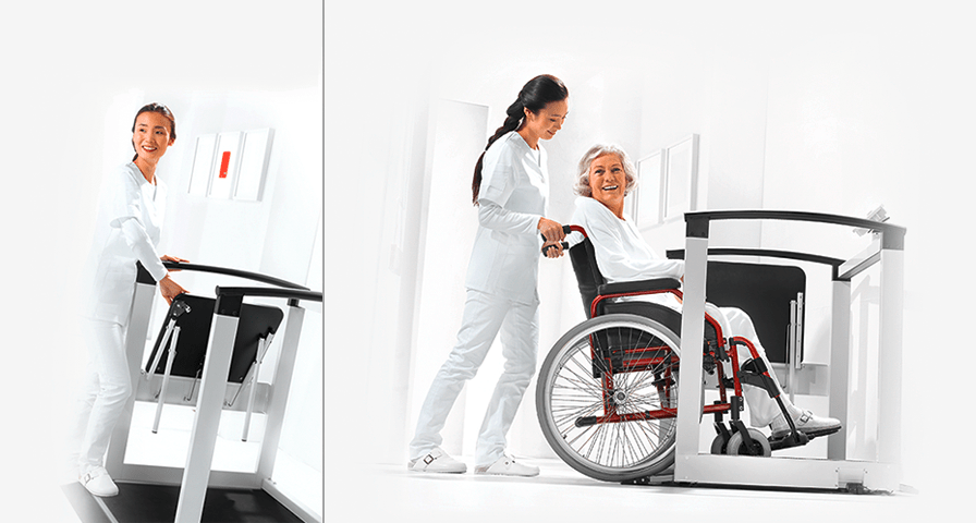 Seca 684 Multifunction Wheelchair Handrail Scale with Seat – 800 lb Capacity - Medical Department Store