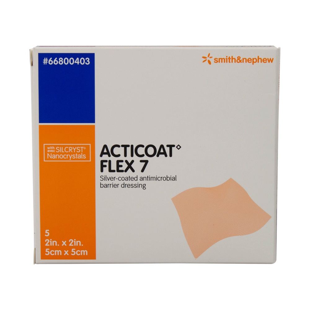 Smith+Nephew Acticoat Flex 7 Silver Contact Layer — Nanocrystalline Silver, Single Knitted Layer, 7-Day Wear