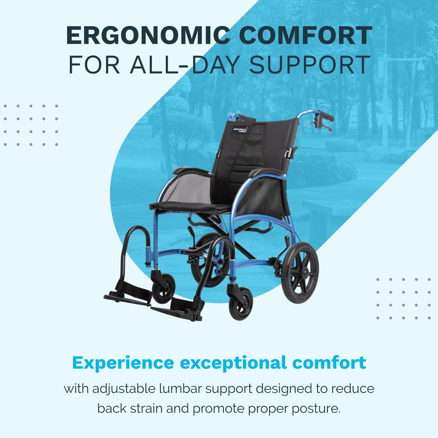 STRONGBACK Excursion 12 with Attendant Brakes Transport Wheelchair - Medical Department Store