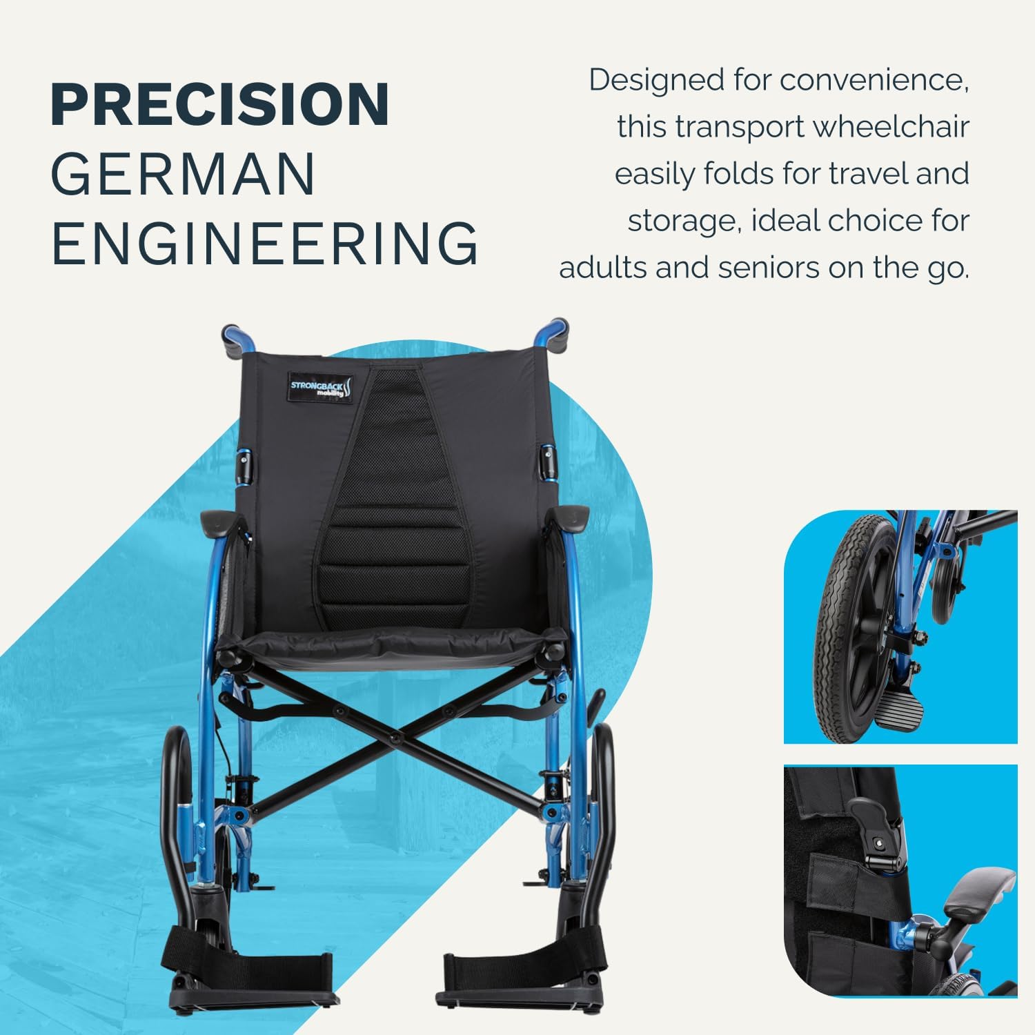 STRONGBACK Excursion 8 Wheels Transport Wheelchair - Medical Department Store