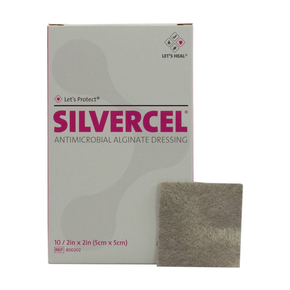Silvercel® Antimicrobial Alginate Dressing — High-G Alginate, Silver-Coated Nylon, EASYLIFT Film, 4 Sizes