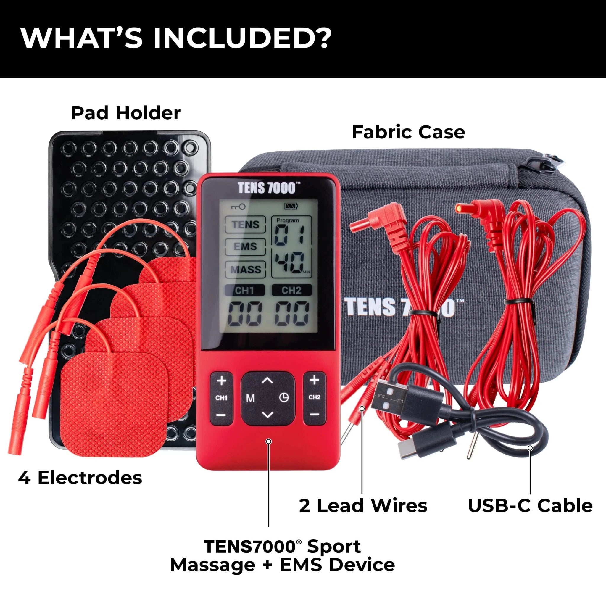 TENS 7000 Sport Recovery TENS Unit with TENS, EMS, & Massage - Medical Department Store