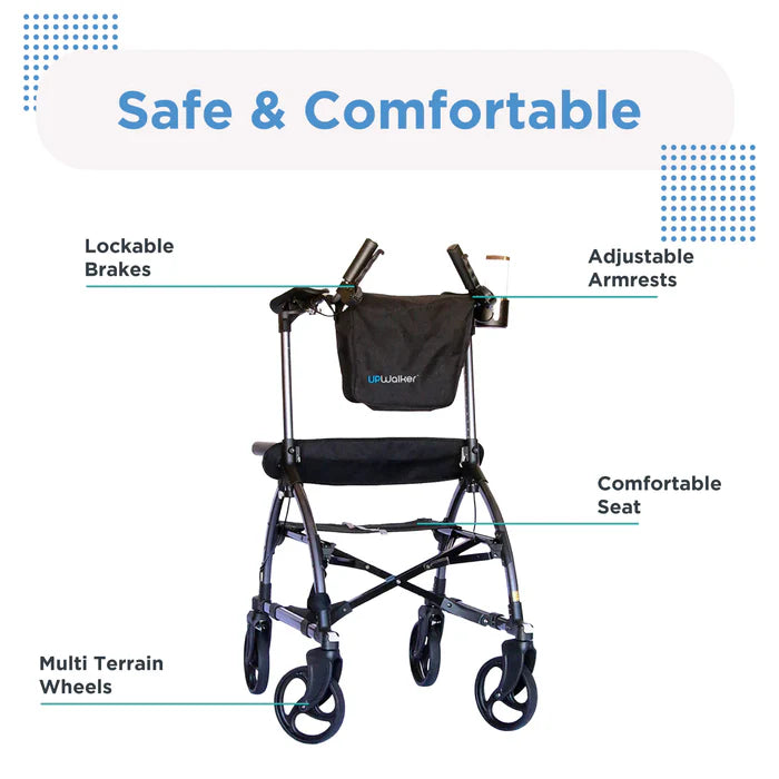 UPWalker Upright Walking Aid – Forearm Support Upright Rollator Walker for Improved Posture