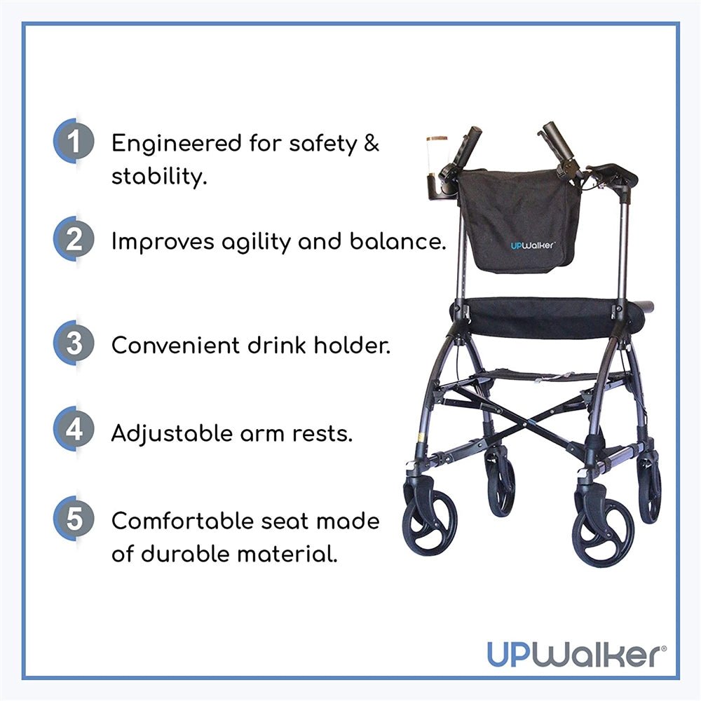 UPWalker Upright Walking Aid – Forearm Support Upright Rollator Walker for Improved Posture - Medical Department Store