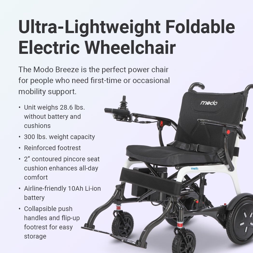 WHILL Modo Breeze Lightweight Folding Power Wheelchair - Medical Department Store